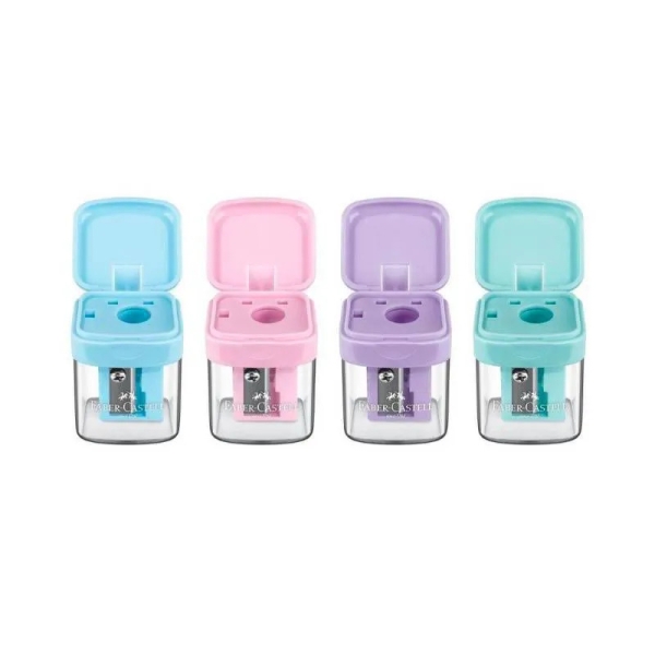 APONTADOR COM DEPOSITO FABER MINIBOX TONS PASTEL SORTIDO