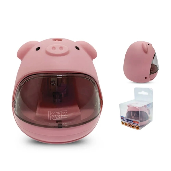 APONTADOR ELETRICO AUTOMATICO KAZ LILLOWS PIGGY ROSA
