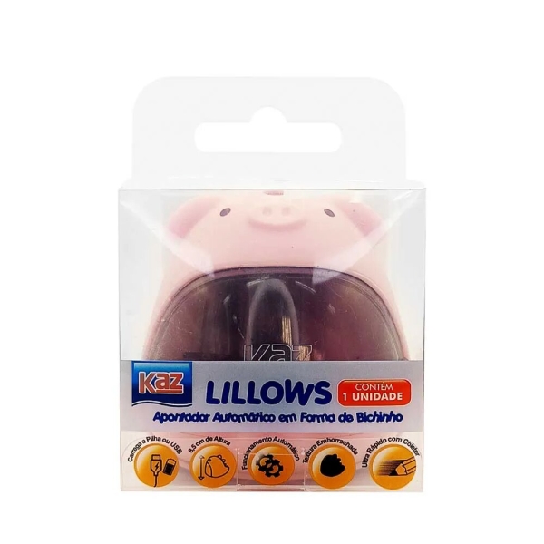 APONTADOR ELETRICO AUTOMATICO KAZ LILLOWS PIGGY ROSA - Imagem 2