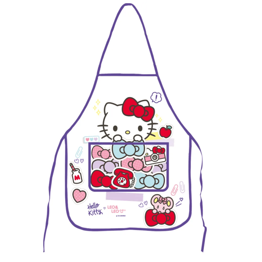 AVENTAL INFANTIL COM BOLSO LEO E LEO HELLO KITTY