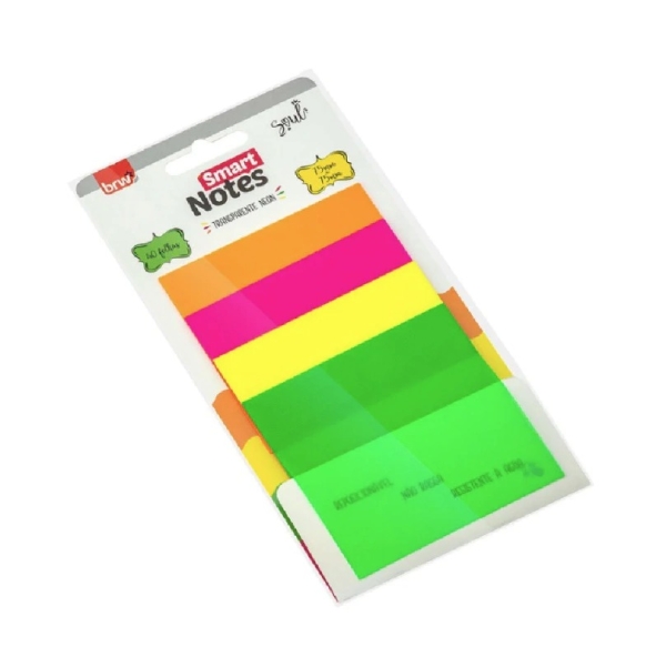 BLOCO SMART NOTES 76X76MM TRANSPARENTE NEON 40FLS BRW