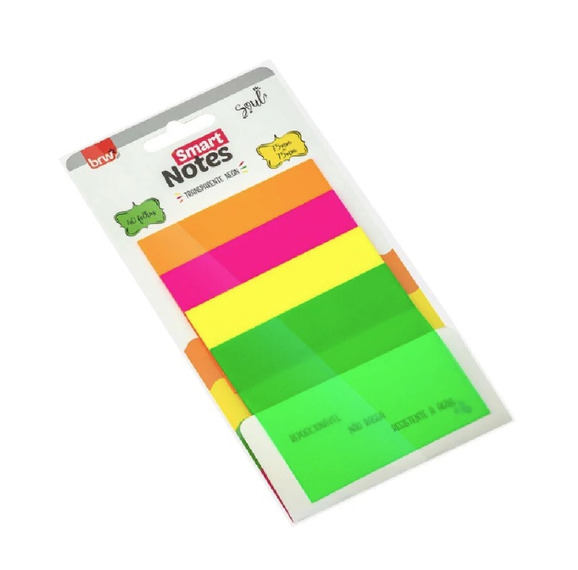 BLOCO SMART NOTES 76X76MM TRANSPARENTE NEON 40FLS BRW