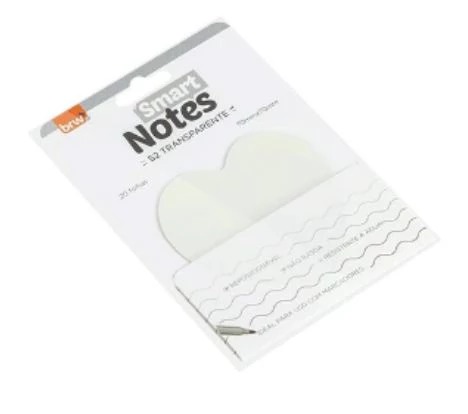 BLOCO SMART NOTES BRW 70X70MM CORACAO TRANSPARENTE