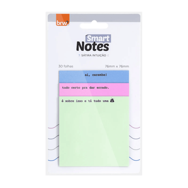 BLOCO SMART NOTES BRW 76X76MM 30FLS SATIRA INTUICAO 3 CORES