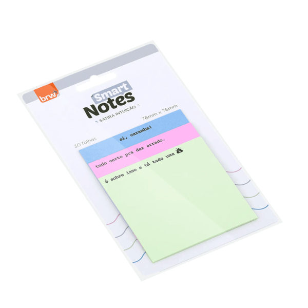 BLOCO SMART NOTES BRW 76X76MM 30FLS SATIRA INTUICAO 3 CORES - Imagem 2