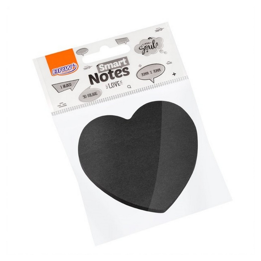 BLOCO SMART NOTES LOVE BRW 70X70MM CORACAO PRETO 50FLS