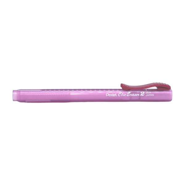 BORRACHA CLIC PENTEL ERASER TRANSPARENTE ROSA - Imagem 2