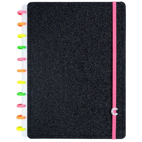 CADERNO INTELIGENTE LETS GLITTER NEON BLACK