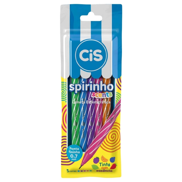 CANETA CIS SPIRINHO SCENTS ESTOJO 5 CORES
