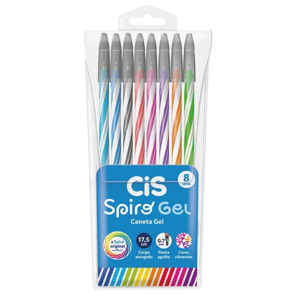 CANETA CIS SPIRO GEL 8 CORES