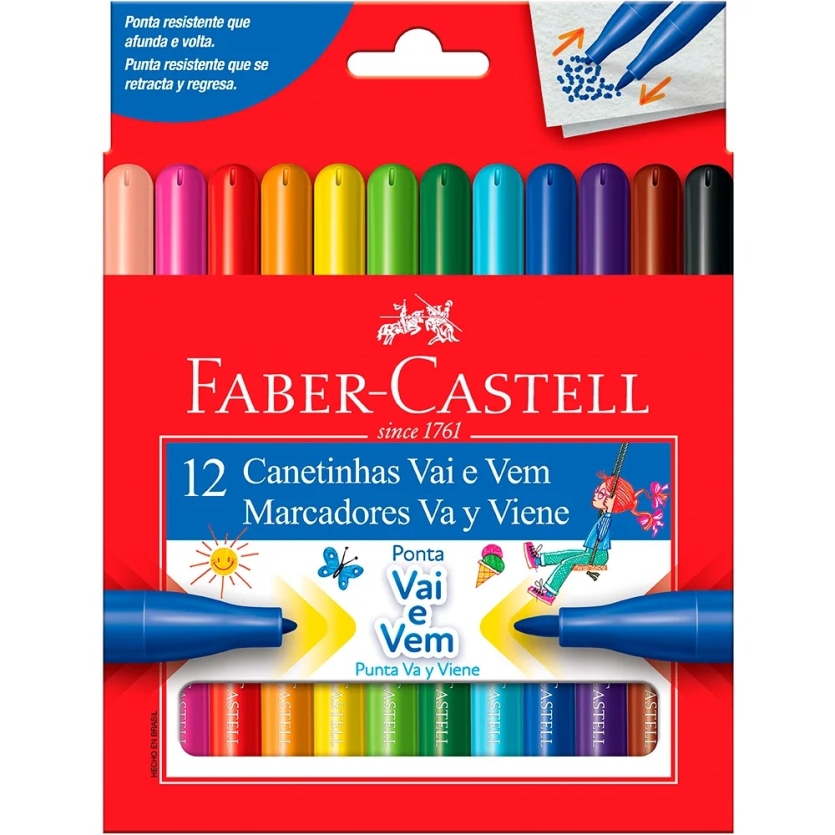 CANETA HIDROGRAFICA 12 CORES VAI E VEM FABER CASTELL