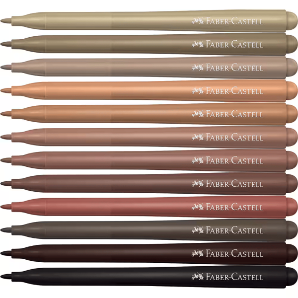 CANETA HIDROGRAFICA VAI E VEM FABER 12 CORES TONS DE PELE - Imagem 3