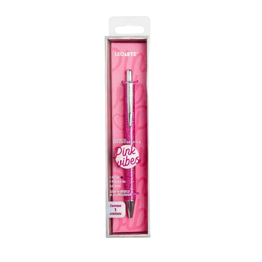 CANETA PREMIUM PINK VIBES ESTOJO LEO E LEO