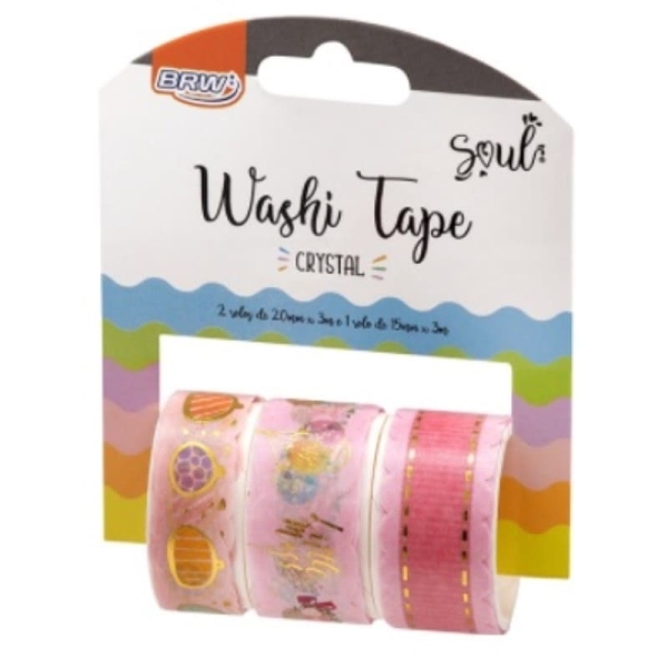 FITA ADESIVA WASHI TAPE BRW CRISTAL ROSA 15/20MMX3M