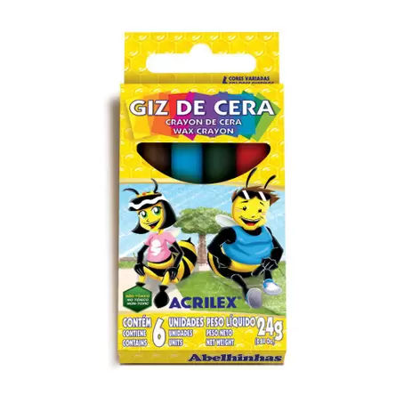 GIZ DE CERA ACRILEX 24G 6 CORES