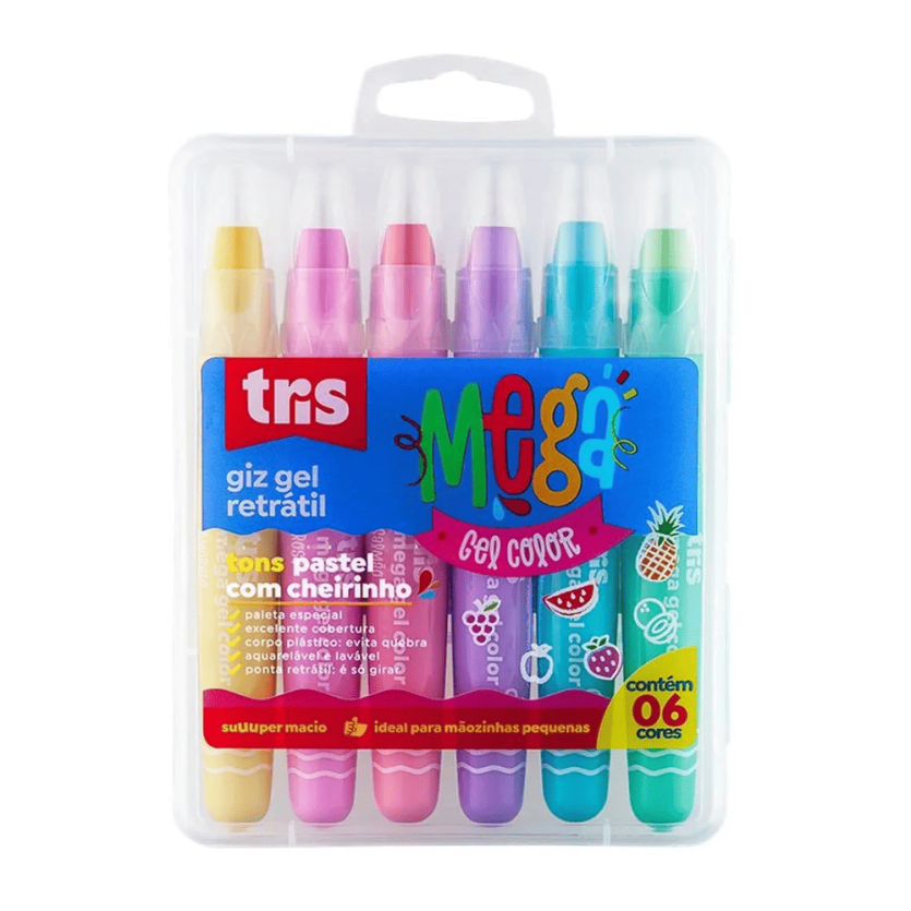 GIZ GEL RETRATIL TRIS MEGA GEL 6CORES PASTEL