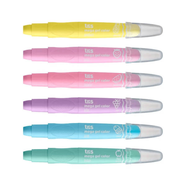 GIZ GEL RETRATIL TRIS MEGA GEL 6CORES PASTEL - Imagem 2