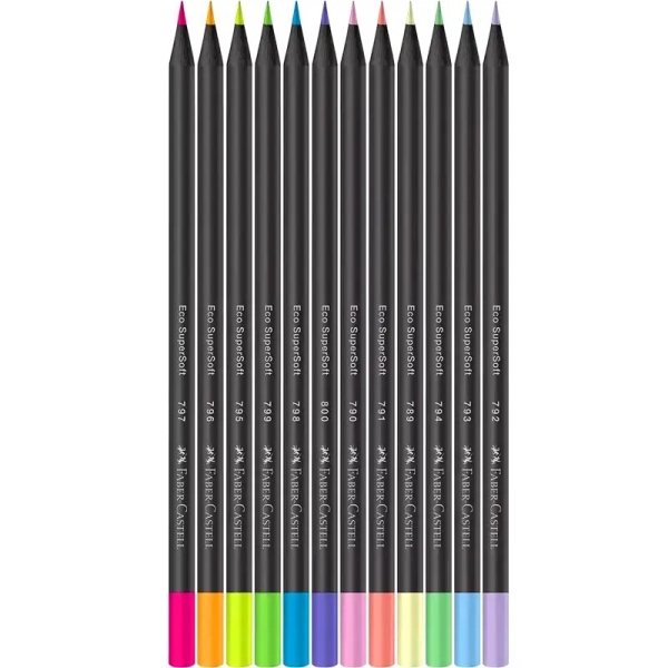 LAPIS 12 CORES FABER SUPERSOFT 6 NEON + 6 PASTEL - Imagem 2