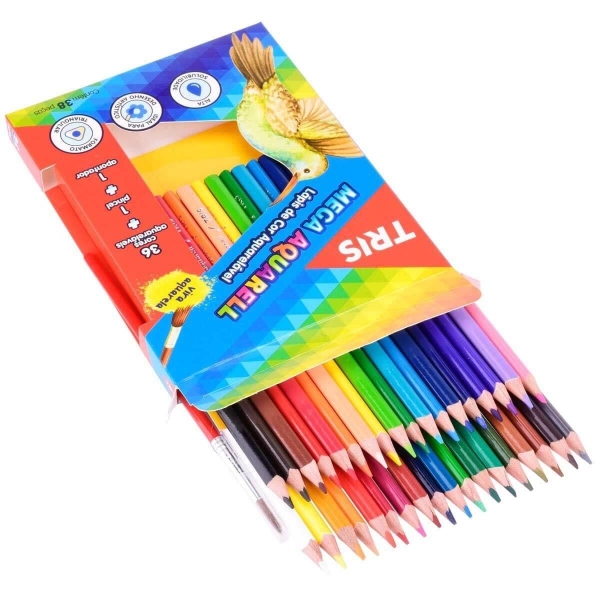 LAPIS 36 CORES TRIS MEGA AQUARELL COM PINCEL E APONTADOR - Imagem 2