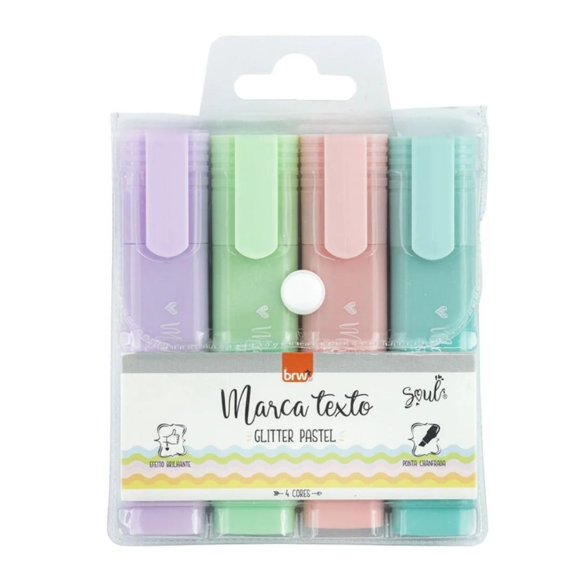 MARCA TEXTO BRW COR PASTEL GLITTER KIT