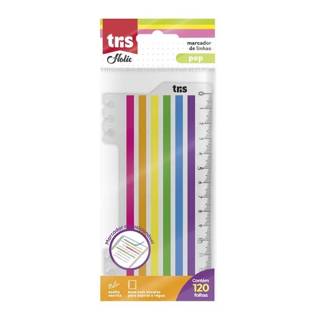 MARCA TEXTO FITA LINHAS TRIS HOLIC POP REGUA 6X20 NEON