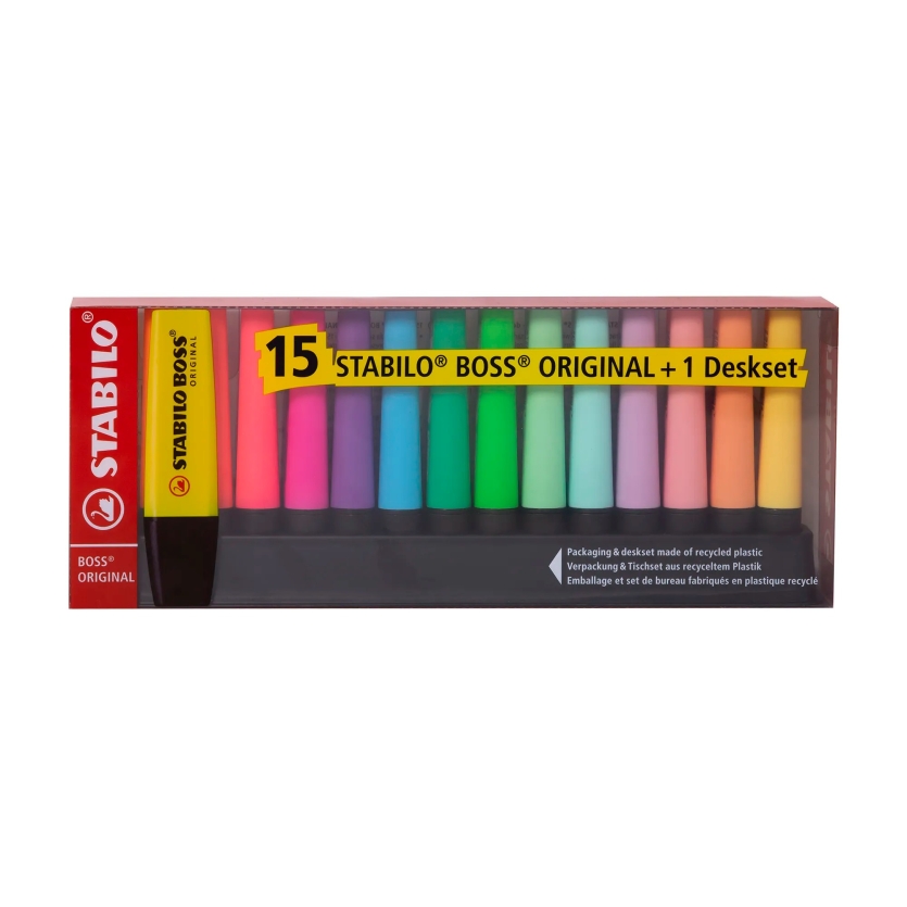 MARCA TEXTO STABILO BOSS KIT 15 CORES