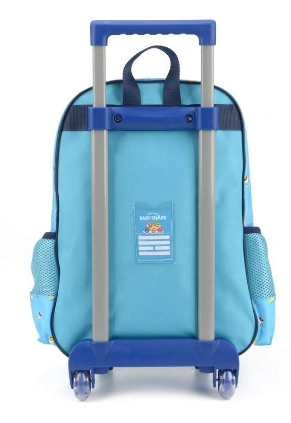 MOCHILA COM RODAS LUXCEL BABY SHARK AZUL CLARO - Imagem 3