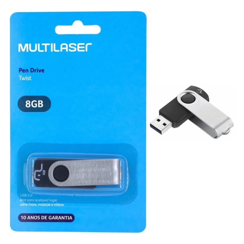 PEN DRIVE 8GB MULTILASER PD587 TWIST PRETO