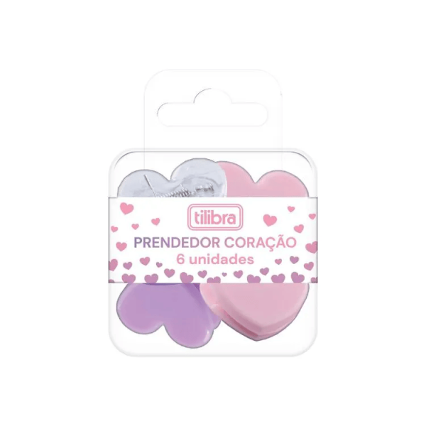 PRENDEDOR PLASTICO TILIBRA CORACAO 6 UNDS