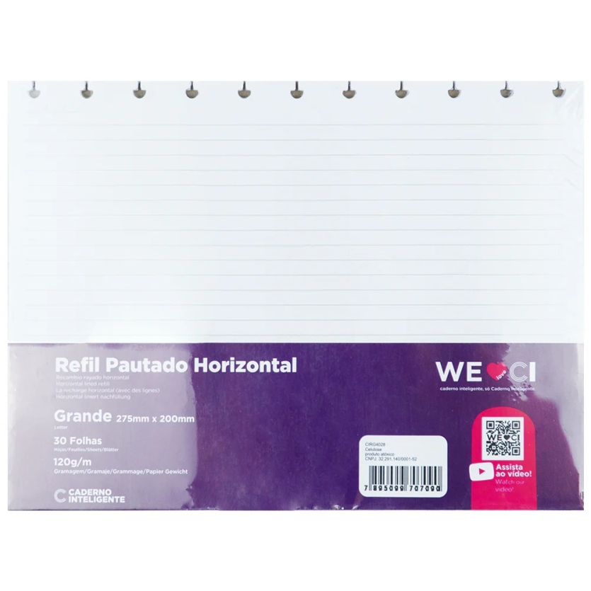 REFIL CADERNO INTELIGENTE PAUTADO HORIZONTAL MY FRAME 120G G