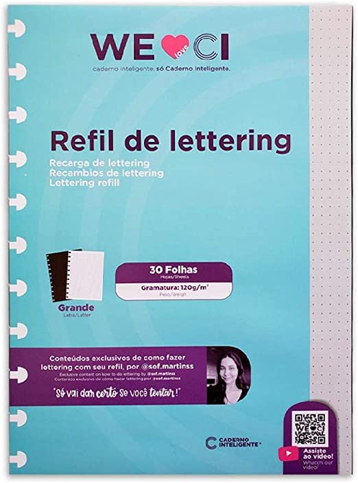 Refil Lettering Caderno Inteligente Grande 30FLS