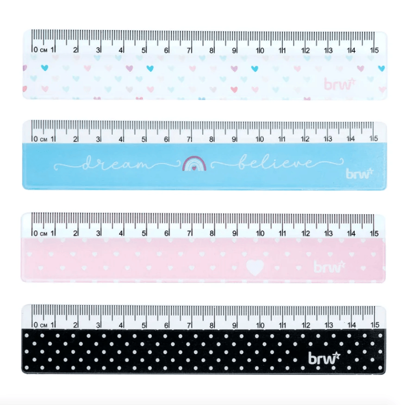 REGUA 15CM BRW PLASTICA ESTAMPAS SORTIDO