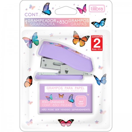 Grampeador Mini Tilibra c/ Grampo 12FLS - Lilás