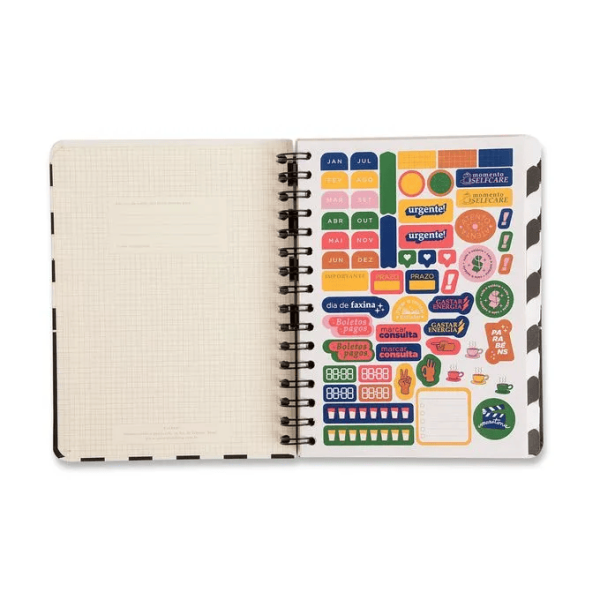 PLANNER PERMAN WIRE-O CICERO CLASSICA SEMANAL A5 PRETO - Imagem 5