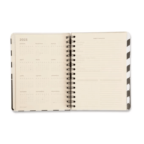 PLANNER PERMAN WIRE-O CICERO CLASSICA SEMANAL A5 PRETO - Imagem 6